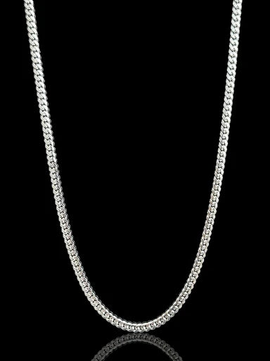 Men’s Flat Curb Silver Chain