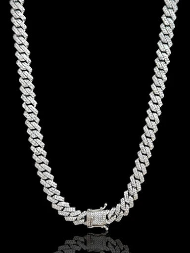 Miami Cuban CZ-Studded Men’s Silver Chain