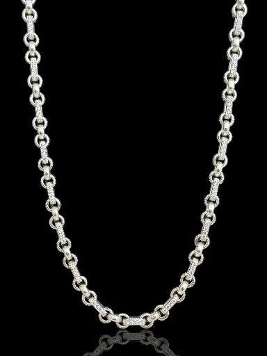 Men’s Silver Belcher Chain with Sparkling CZ Stones