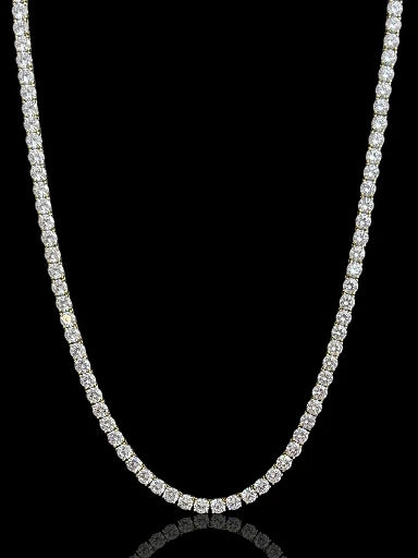 Men’s Silver Gold Plated Diamond Tennis Necklace