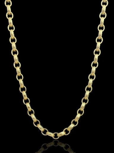 Men’s Silver Gold Patterned Belcher Chain