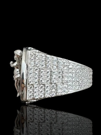 Men’s Silver CZ Over Holy Angel Wings Ring