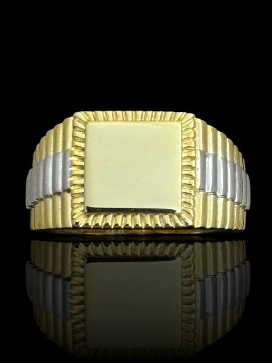 Silver Men’s Gold Plated Square Signet Ring