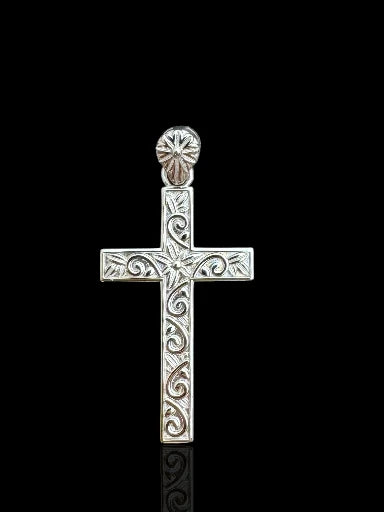 Patterned Silver Cross Pendant