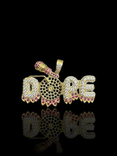 Men’s Gold-Plated Silver “Dope” Microphone Pendant