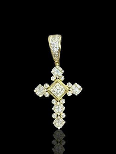 Men’s Gold-Plated Silver CZ Cross Pendant