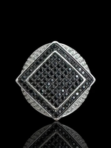 Men’s Square Shape CZ Set Pinky Silver Ring