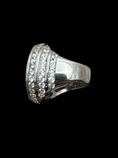 Round CZ Men’s Silver Ring