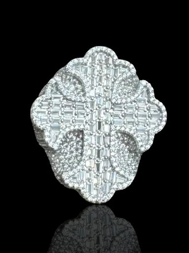 CZ Stone Cross Men’s Silver Ring