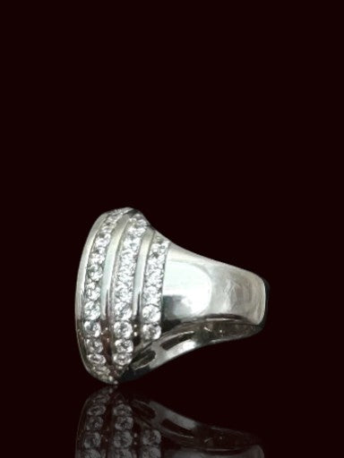 Round CZ Men’s Silver Ring