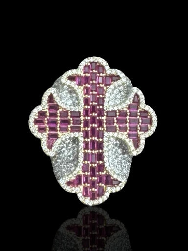 Red Stone Men’s Silver Cross Ring