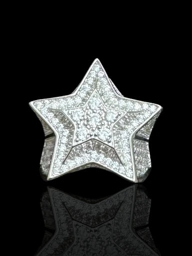 Star Pattern Men’s Silver Ring