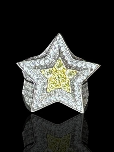 Yellow Stone Star Men’s Silver Ring