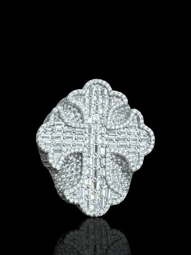 CZ Stone Cross Men’s Silver Ring