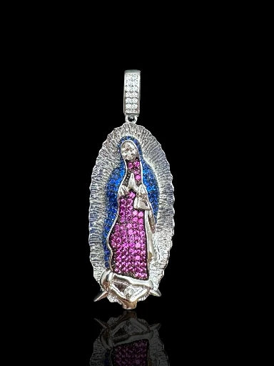 Virgin Mary Silver CZ Pendant