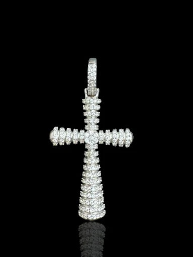 CZ Stone-Set Silver Cross Pendant