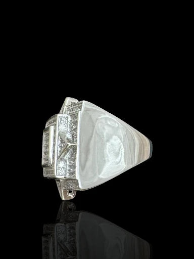 Men’s Sterling Silver Rectangular Geometric Ring