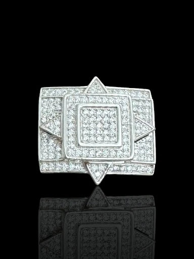Men’s Sterling Silver Rectangular Geometric Ring