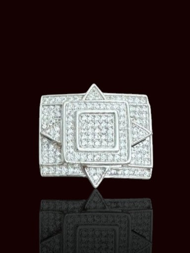 Men’s Sterling Silver Rectangular Geometric Ring