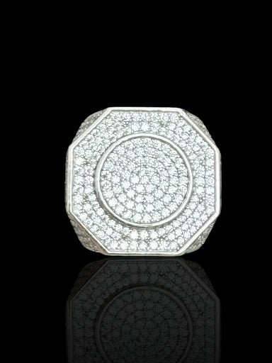 Men’s Sterling Silver Octagonal CZ Ring