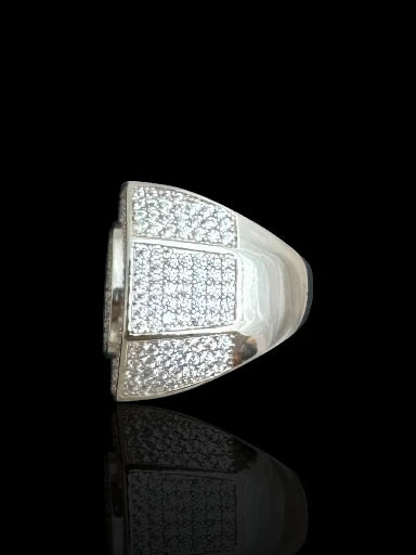 Men’s Sterling Silver Octagonal CZ Ring