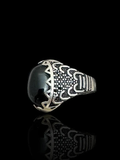 Men’s Sterling Silver Black Onyx Stone Ring