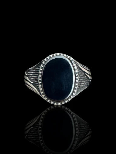 Men’s Sterling Silver Oval Onyx Stone Ring