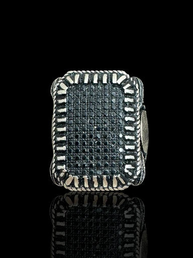 Men’s Sterling Silver Rectangular Black CZ Ring
