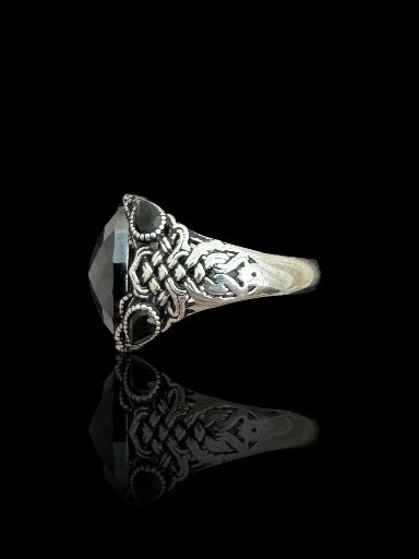 Men’s Sterling Silver Black Onyx Custom Design Ring