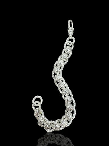 All Patterned Rollerball Men’s Silver Bracelet