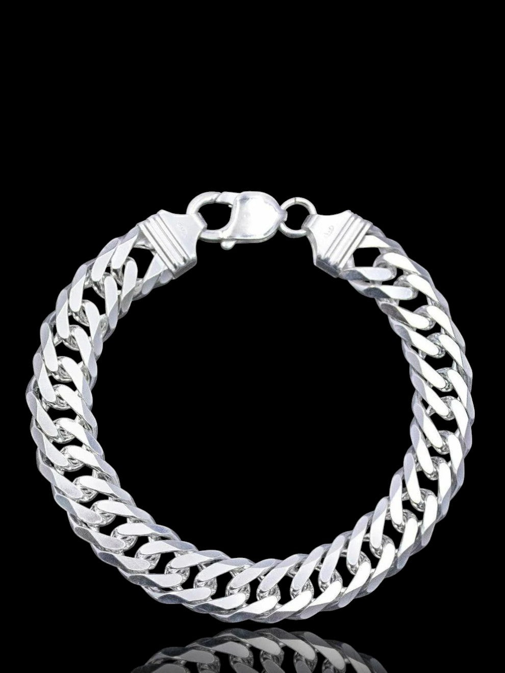 Men’s Silver Double Curb Bracelet - 10 mm
