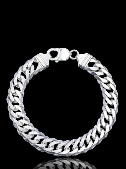 Men’s Silver Double Curb Bracelet - 10 mm