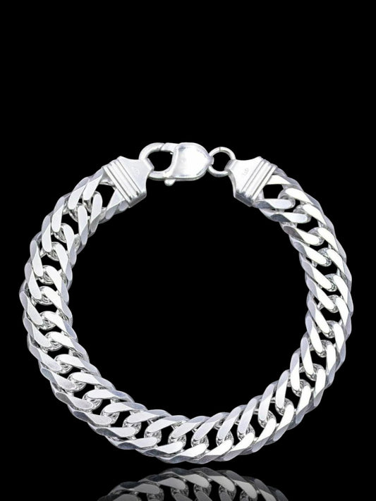 Men’s Silver Double Curb Bracelet - 10 mm