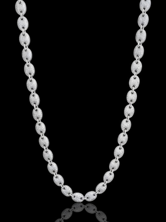 Men’s Silver Iced Out Mariner Chain