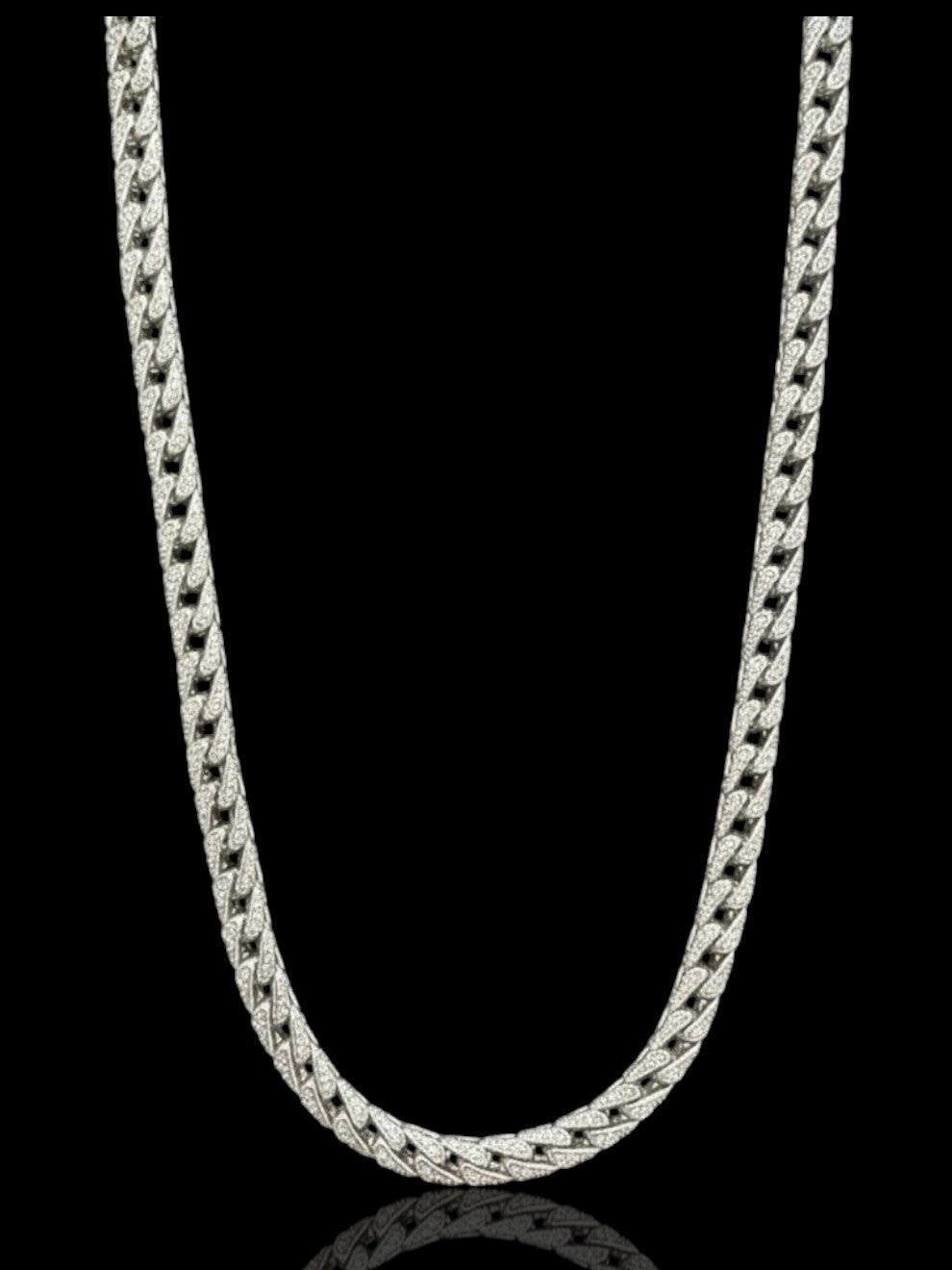 Men’s Silver Franco Chain with CZ Stones