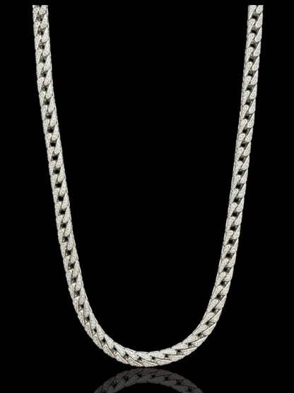 Men’s Silver Franco Chain with CZ Stones