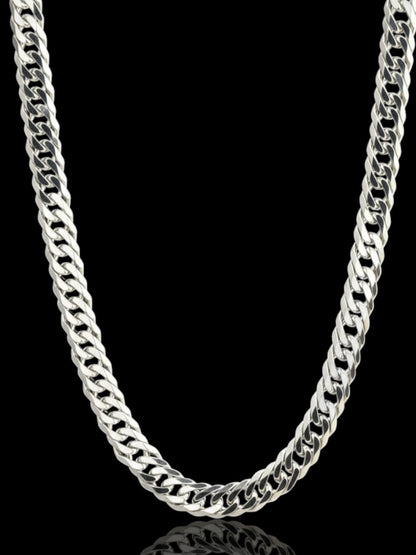 Men’s Two-Layer Silver-Toned Cuban Link Chain