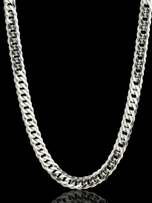 Men’s Two-Layer Silver-Toned Cuban Link Chain
