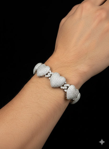 Men’s Silver Heart Cuban Bracelet