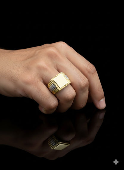 Silver Men’s Gold Plated Square Signet Ring
