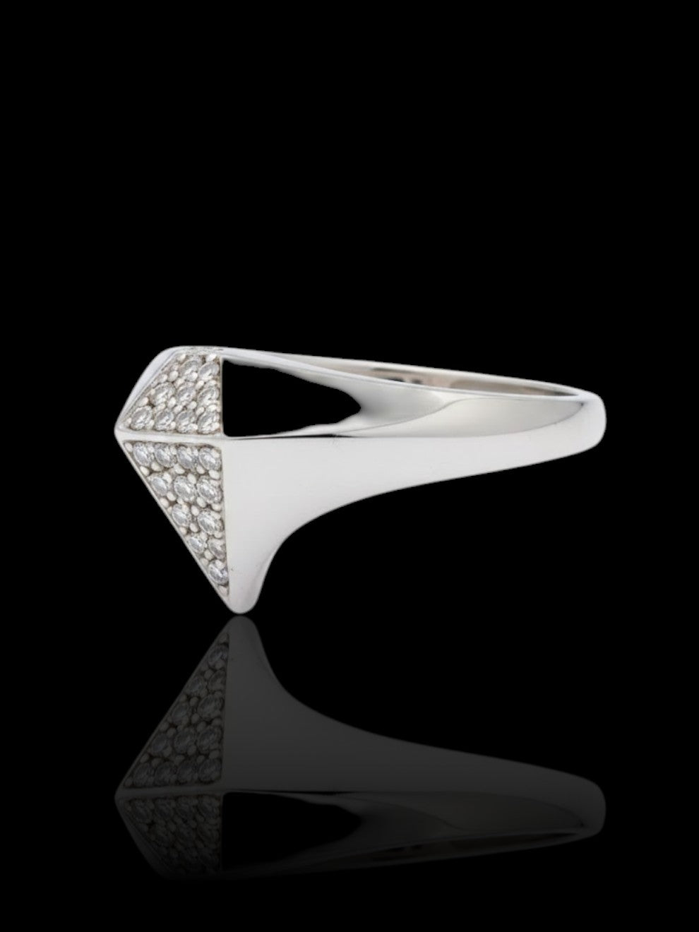 Men’s CZ Stone Silver Diamond Symbol Ring