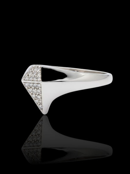 Men’s CZ Stone Silver Diamond Symbol Ring