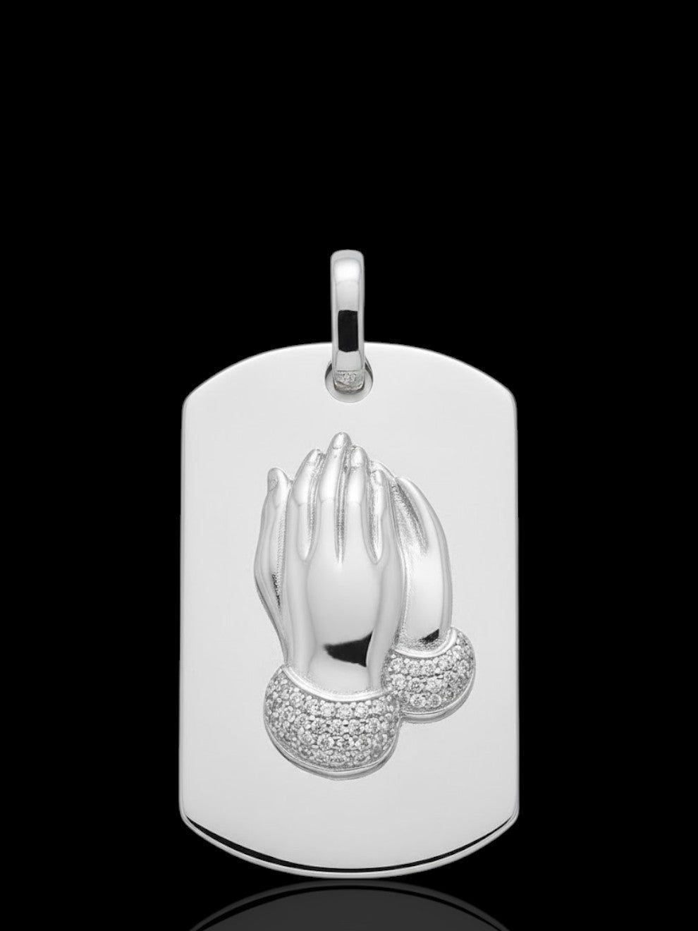 Sterling silver Praying Hands CZ pendant