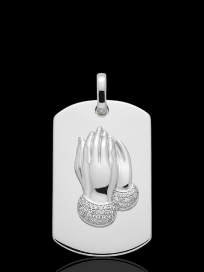 Sterling silver Praying Hands CZ pendant