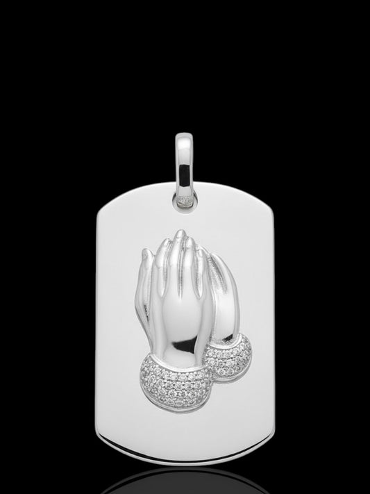Sterling silver Praying Hands CZ pendant