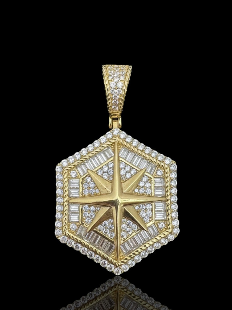 Silver Compass Pendant Set with CZ Stones – Sterling Silver Compass Necklace