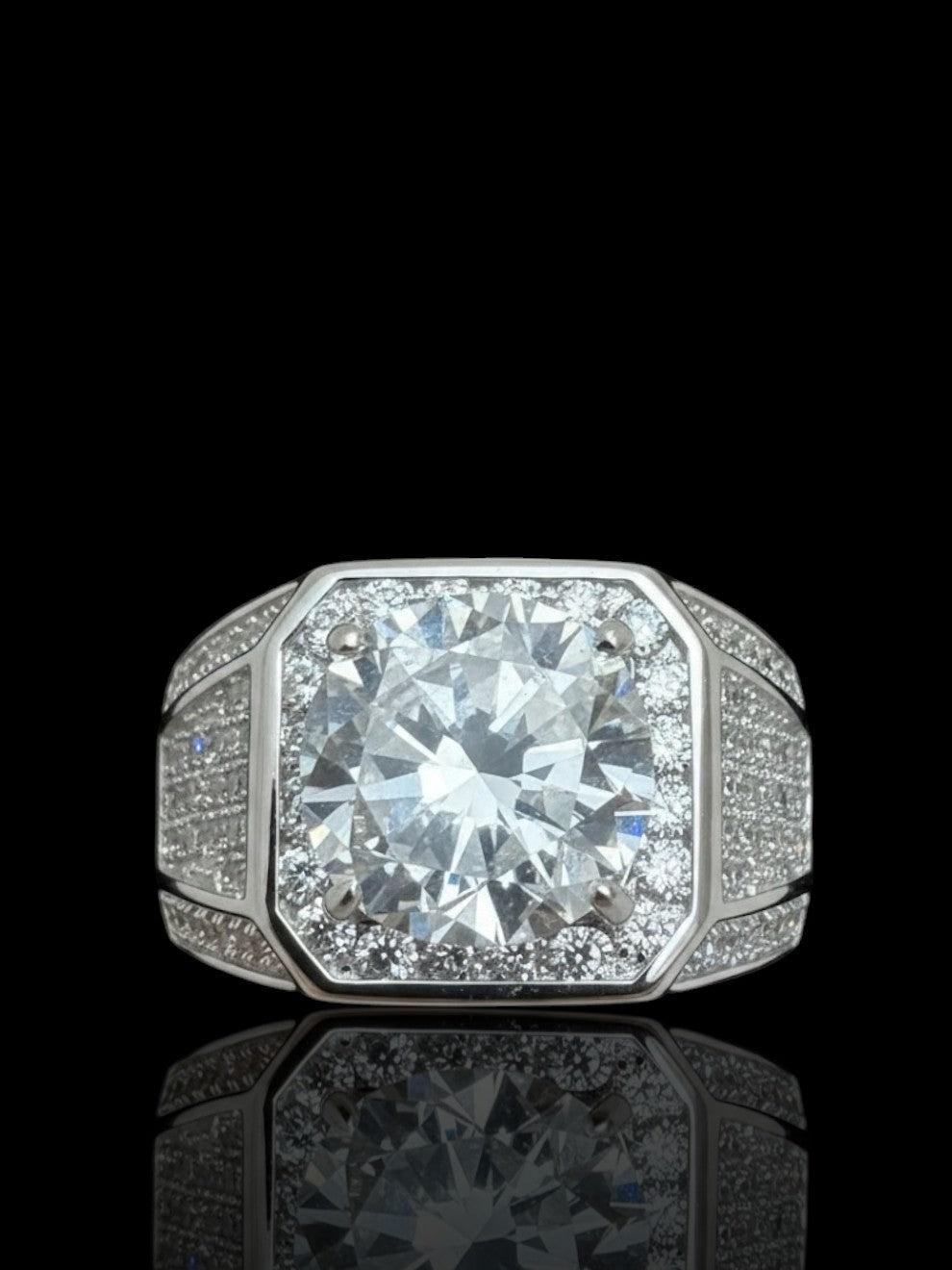 Men’s Sterling Silver Large Stone Set Signet Ring