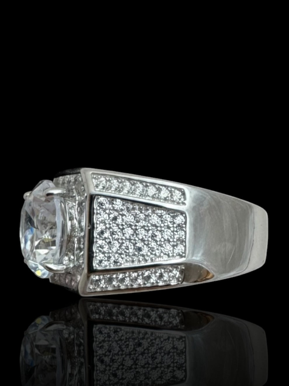 Men’s Sterling Silver Large Stone Set Signet Ring