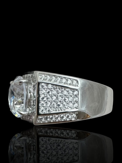 Men’s Sterling Silver Large Stone Set Signet Ring