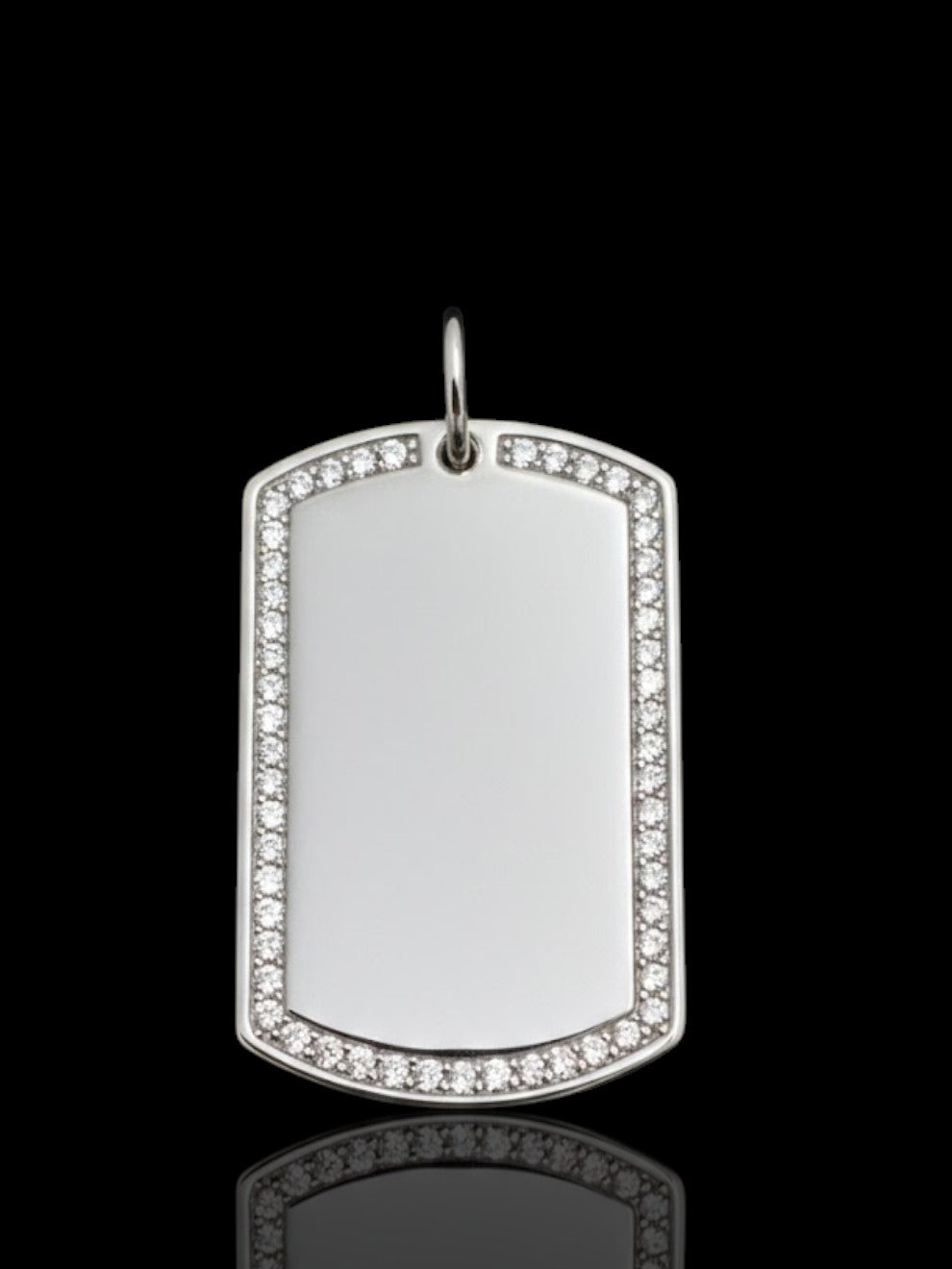 Sterling Silver Stone Dog Tag Pendant – Free Personalized Name or Symbol Engraving